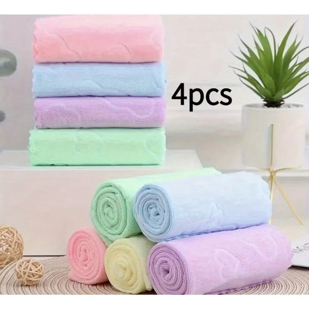 Four Piece Set Of Cartoon Embossed Towels, Soft And Quick Drying 27×11 In. New￼
